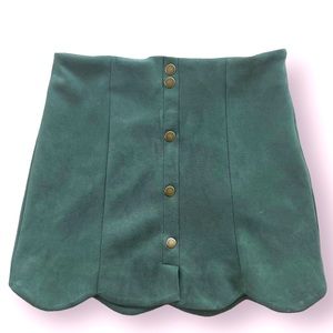 FAVLUX Faux suede green mini skirt. Size medium.
